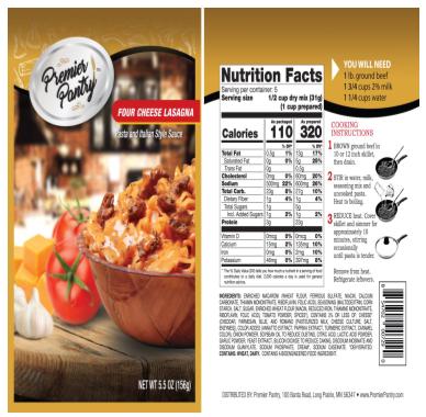 Four Cheese Lasagna Skillet Dinner Pouch - 5.5oz