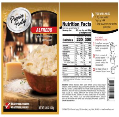 Alfredo Pasta Side Pouch - 4.4oz